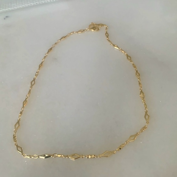 NEW HIGH END 18k Gold Plated Rhombas Links Diamond Patterned Chain Necklace 17” - Picture 1 of 9